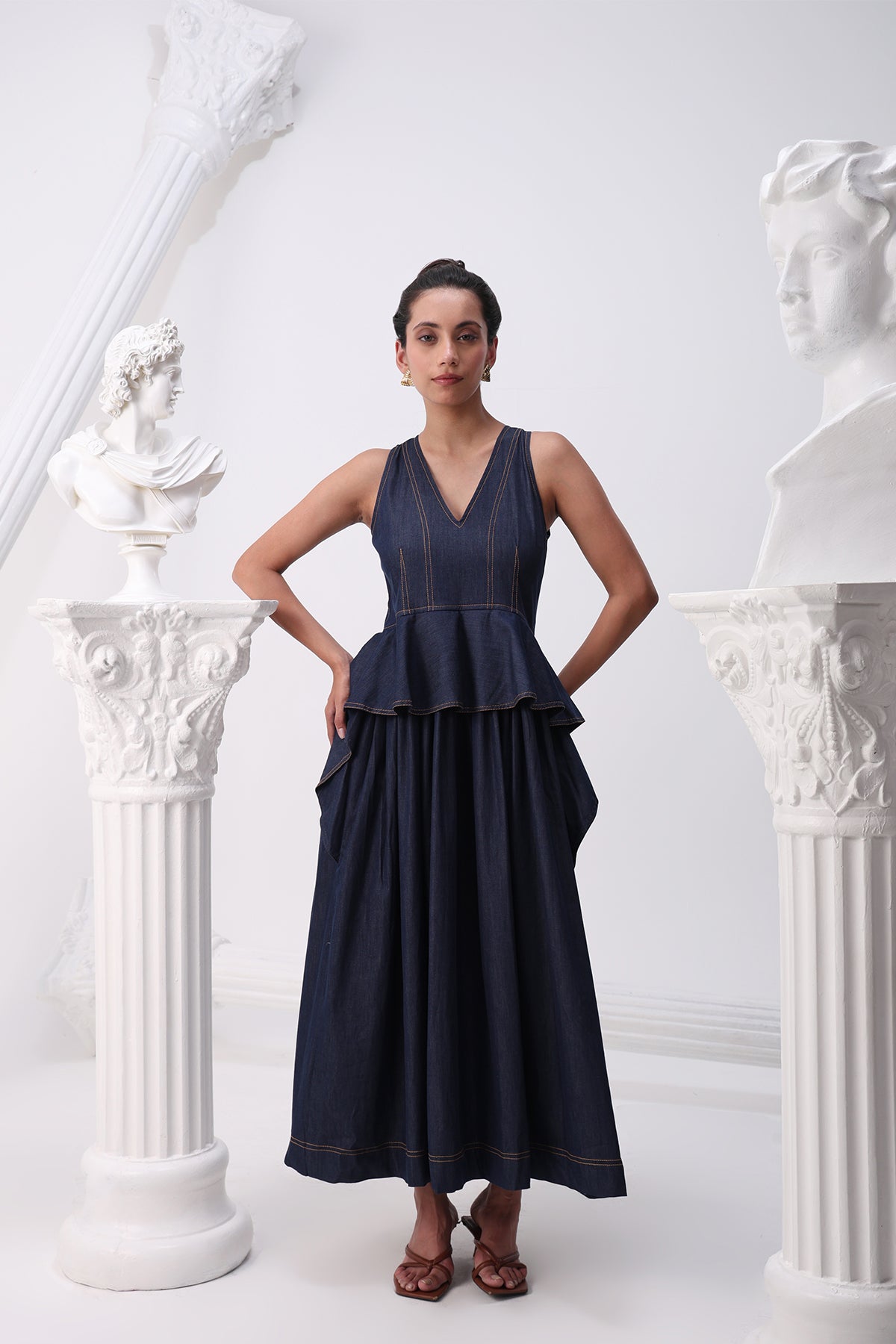 Deep Peplum Dress