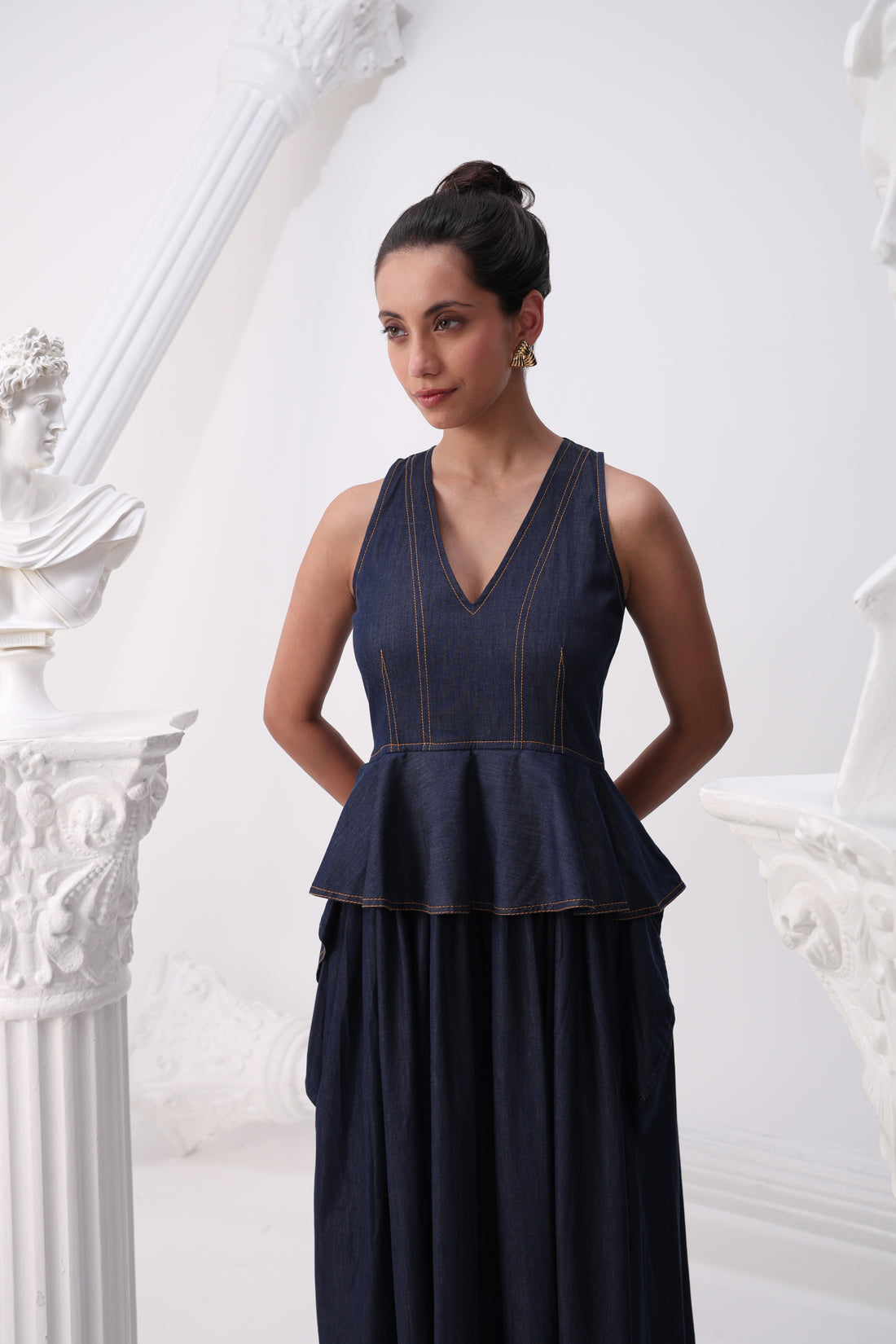 Deep Peplum Dress