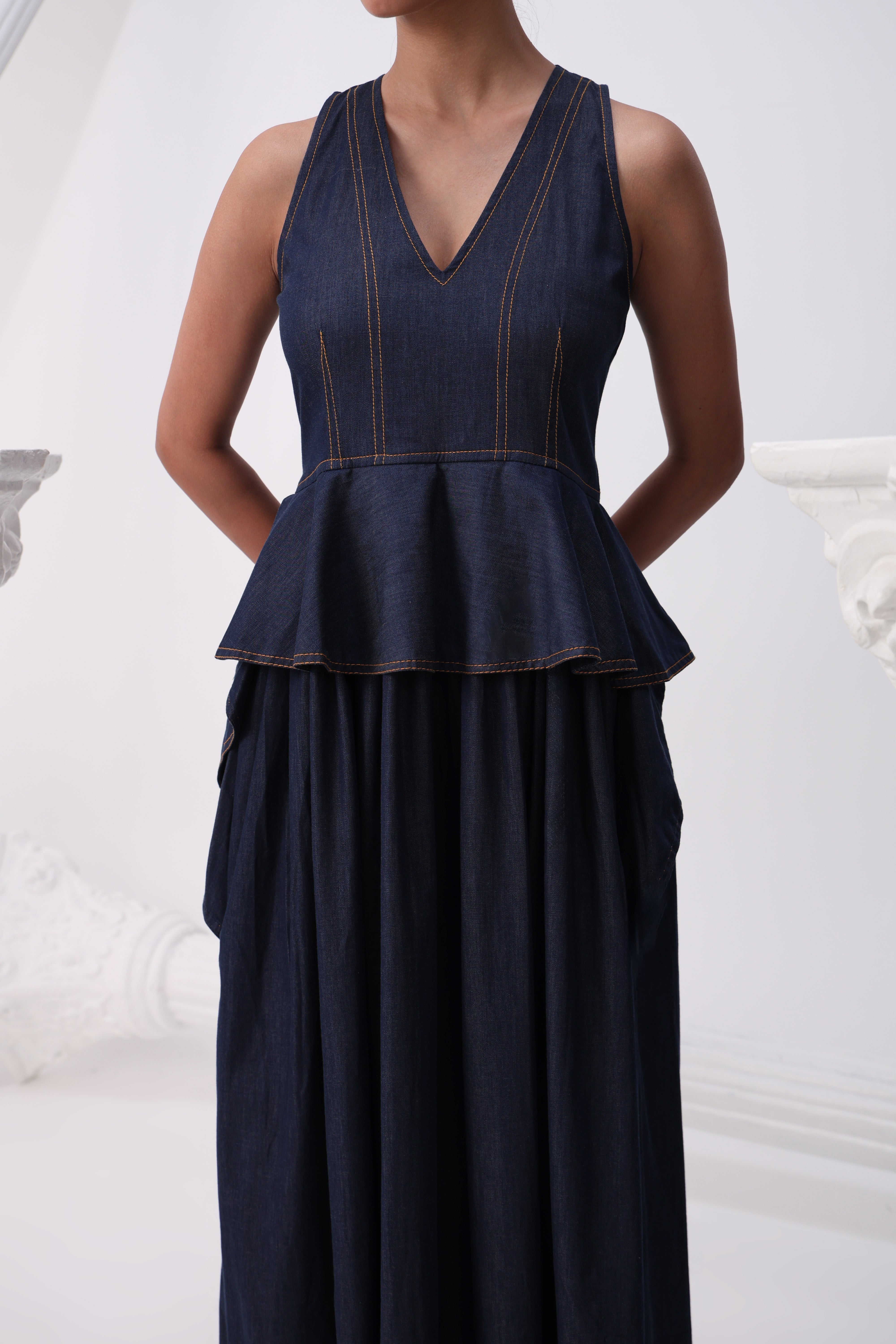 Deep Peplum Dress